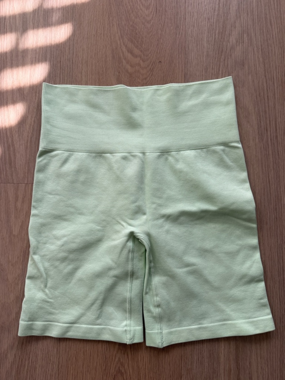 Aritzia Green Ribbed Bike Shorts